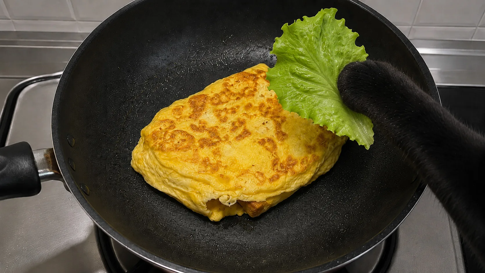 蟹宝在厨房处理食物的关键帧